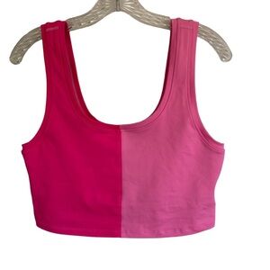 TEREZ Split Crop Top In Pink Cropped Size Large